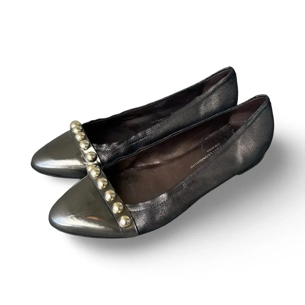 AGL Attilio Giusti Leombruni Leather Patent Cap Toe Chain Flats EU 39 US 8.5